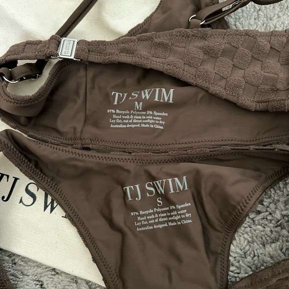 TJ Swim Matching Set in Chocolate Check Terry - Picture 4 of 6